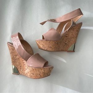 Victoria's Secret/Colin Stuart Nude Blush Cork Wedges Size 7.5